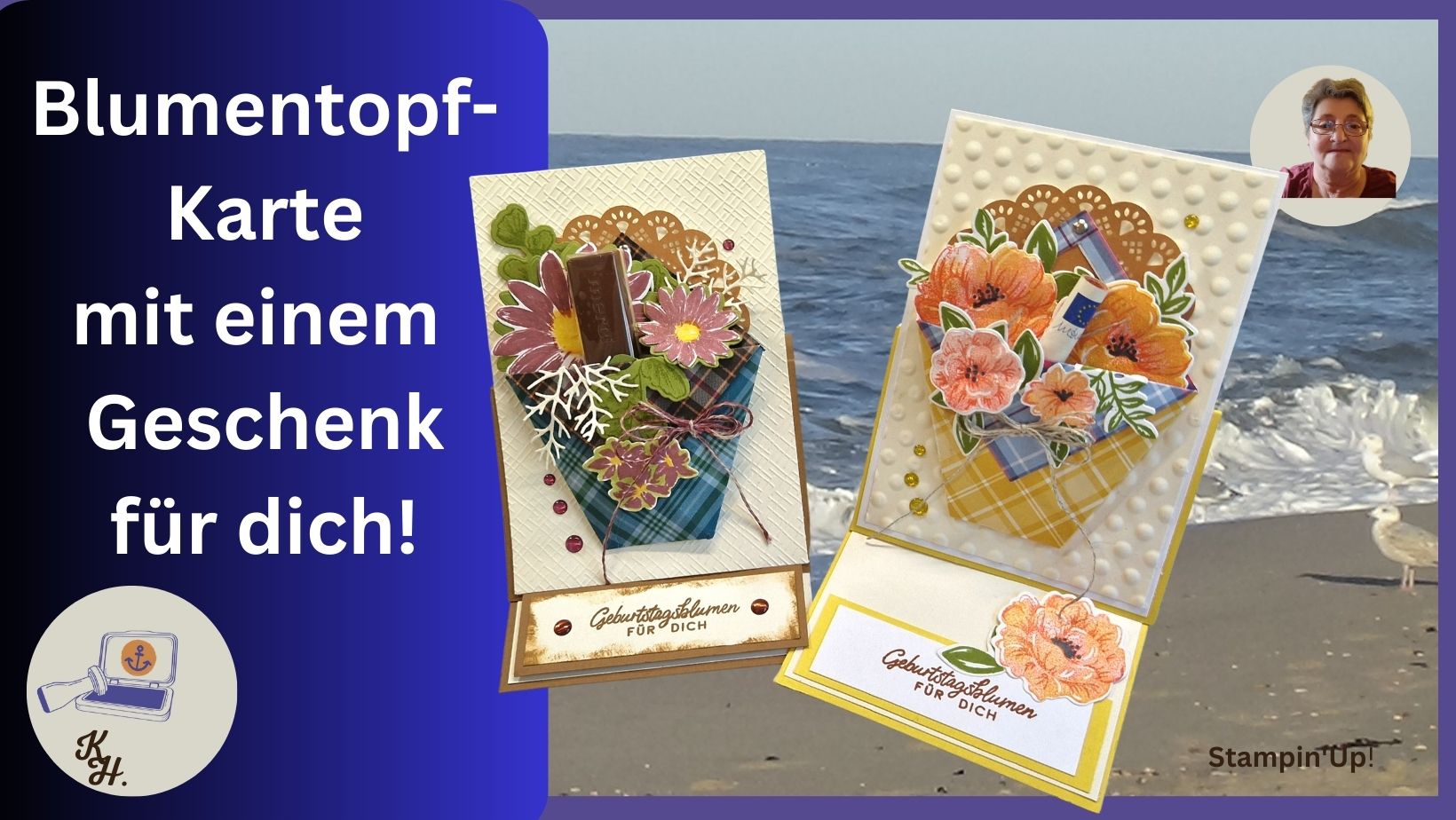 Read more about the article Anleitung – Blumentopfkarte/Easelcard – zum Geburtstag – mit Designerpapier – Stampin’Up!