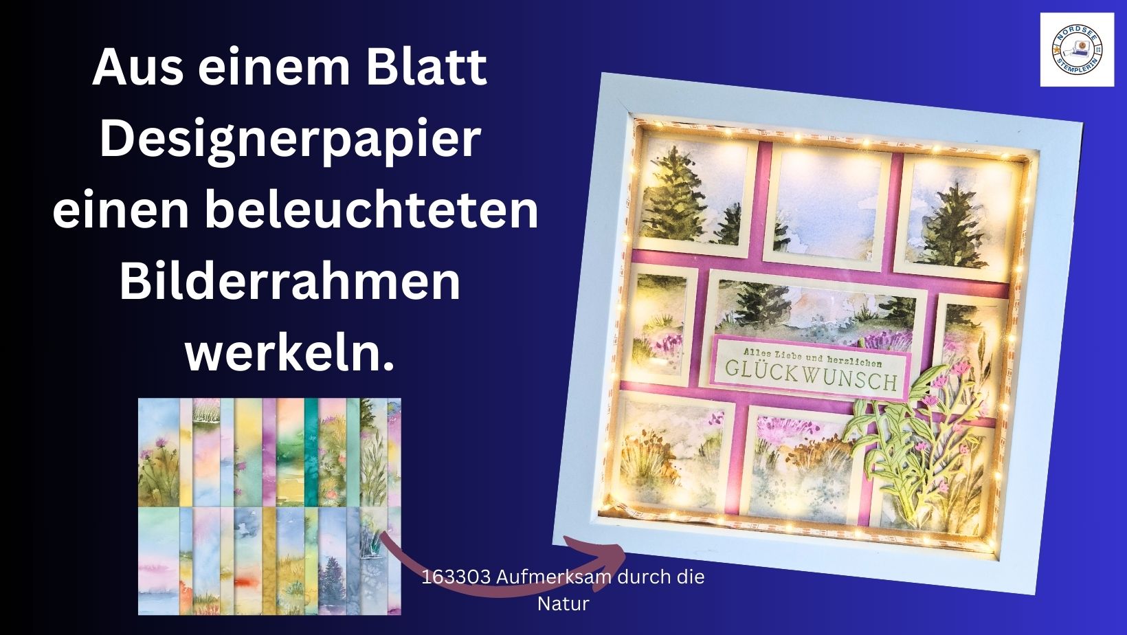 You are currently viewing Aus einem Blatt Designerpapier einen beleuchteten Bilderrahmen werkeln.